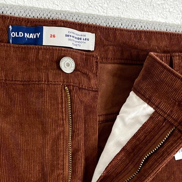 Old Navy Sky-Hi Rise Corduroy Pants Womens 48"X34" Burnt Orange Wide Leg Stretch - Picture 4 of 15